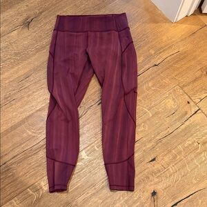 Lululemon In Movement HR Tight 28” Spray Dye White‎ Garnet LSWG 00292 Sz 8